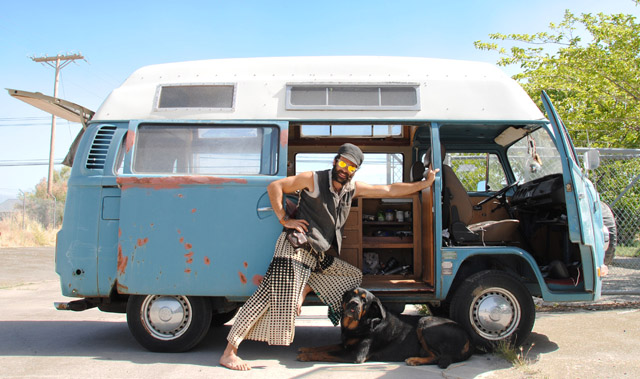 VW camping for seven years Coulson Rich and his dog Atlas are preparing for Burning Man 2012